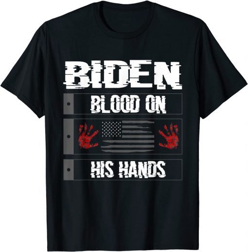 Official Blood On His Hands Biden Bring Trump Back Distressed US Flag T-Shirt