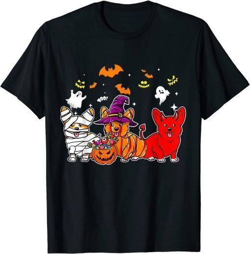 Funny Corgi Cosplay Halooween Funny Dog Pumkin Candy Gift T-Shirt