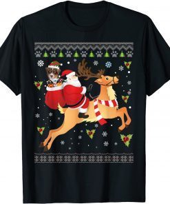 2021 Santa Reindeer American Shepherd Dog Presents Christmas Ugly T-Shirt
