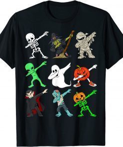 Halloween Dabbing Skeleton Witch And Monsters Boys Girl Kids T-Shirt