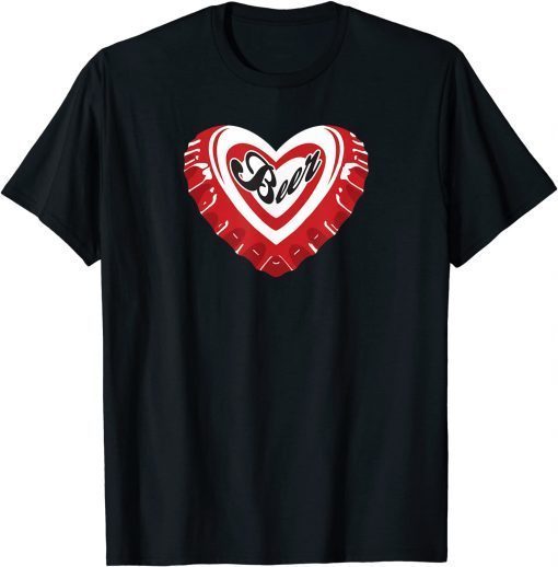 Funny I Love Beer Bottle Cap Heart T-Shirt