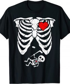 Official Halloween Pregnancy Announcement Skeleton Baby Ice Hockey T-Shirt