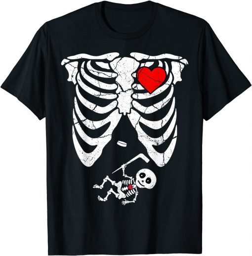 Official Halloween Pregnancy Announcement Skeleton Baby Ice Hockey T-Shirt