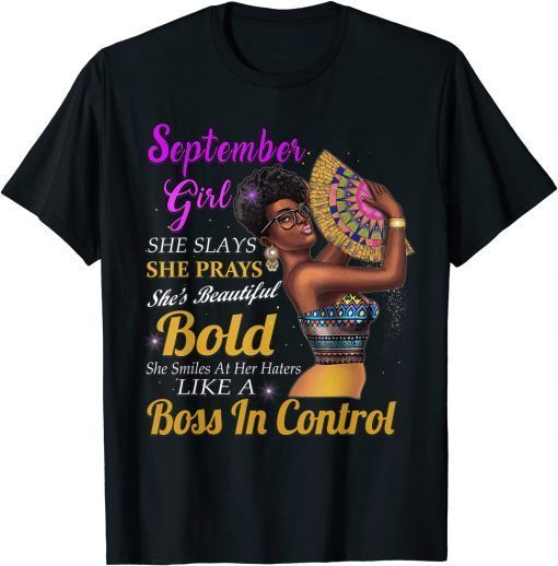 September Girl Virgo Birthday Gift Melanin Afro Queen Womens T-Shirt