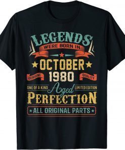 Vintage October 1980 Legend 41st Bday 41 Years Old T-Shirt