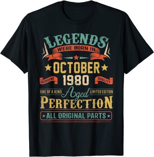 Vintage October 1980 Legend 41st Bday 41 Years Old T-Shirt