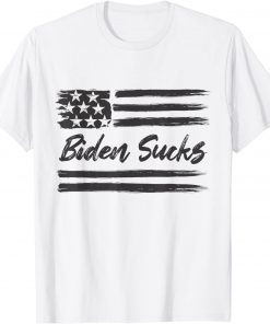 Biden Sucks Pro America Anti Sleepy Joe Distress USA Flag Unisex T-Shirt