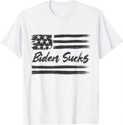 Biden Sucks Pro America Anti Sleepy Joe Distress USA Flag Unisex T-Shirt