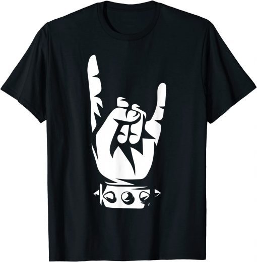 Giant Rock Fingers Horns Hand Heavy Rock Music T-Shirt