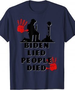 Classic Biden Lied People Died Anti Biden USA Flag Bloody Hand Biden T-Shirt