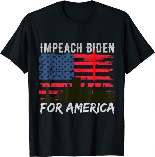 Impeach Joe Biden - Impeach 46 Patriotic US Flag republican T-Shirt