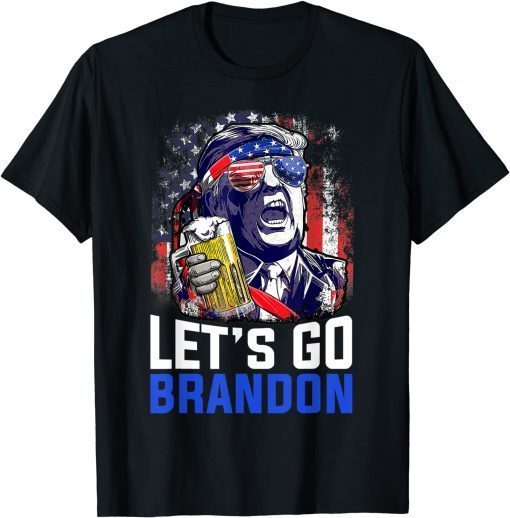 Funny Trump Drinking Beer Let's Go Brandon Conservative Anti T-Shirt