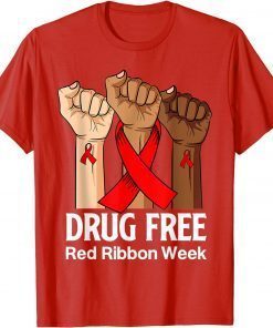 Classic Hand In October We Wear Red Ribbon Week Awareness 2021 T-Shirt