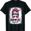 Support Squad Messy Bun Pink Warrior Breast Cancer Awareness Gift T-Shirt