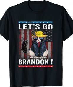 Black Cat Let’s Go Brandon Conservative American Flag T-Shirt