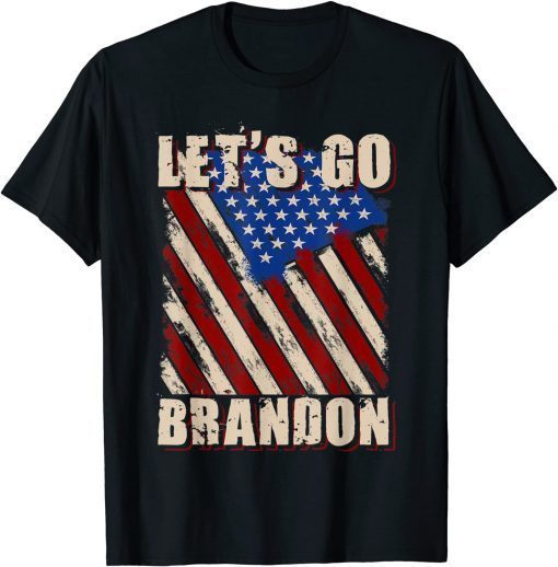 Fuck Biden Let's Go Brandon Tee Conservative Anti Liberal US Flag T-Shirt