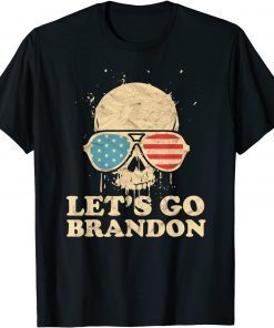 T-Shirt Let's Go Brandon Skull American Flag Anti Liberal