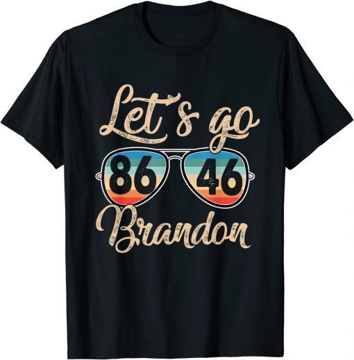 Lets Go Brandon 8646 Retro American Flag Impeach Biden T-Shirt