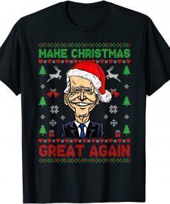 Make Christmas Great Again Funny Joe Biden Santa Hat Knitted T-Shirt