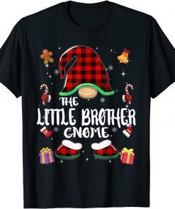 Little Brother Gnome Buffalo Plaid Red Matching Family T-Shirt