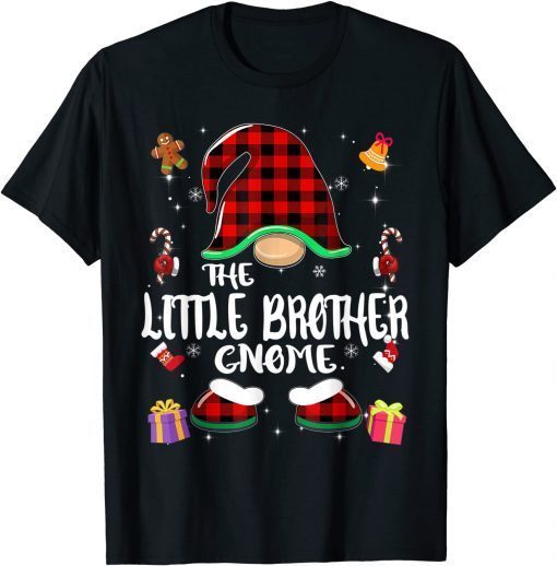 Little Brother Gnome Buffalo Plaid Red Matching Family T-Shirt