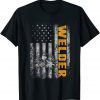 Mens Patriotic Welder For Men Funny Welding American Flag T-Shirt