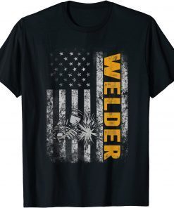 Mens Patriotic Welder For Men Funny Welding American Flag T-Shirt