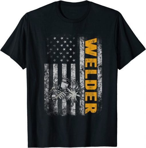 Mens Patriotic Welder For Men Funny Welding American Flag T-Shirt