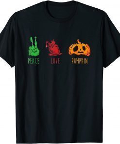 Peace Love Pumpkin Trick Or Treating Scary Halloween T-Shirt