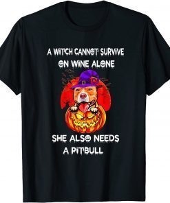 Classic Pitbull Witch Pumpkin Halloween T-Shirt