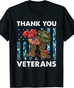 Thank you veterans combat boots poppy flower veteran day Unisex TShirt