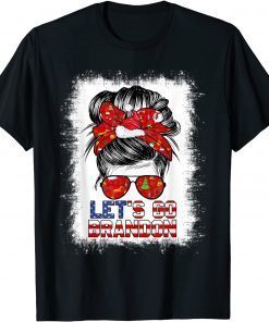 Let’s Go Brandon Messy Bun Girl Christmas Biden Xmas Flag T-Shirt