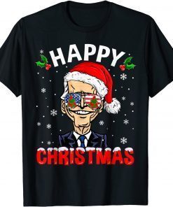 Happy Christmas Funny Joe Biden Santa Hat Xmas Snowflake T-Shirt