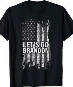 2021 Vintage Lets Go Brandon American Flag Wrong News Anti Biden Political T-Shirt