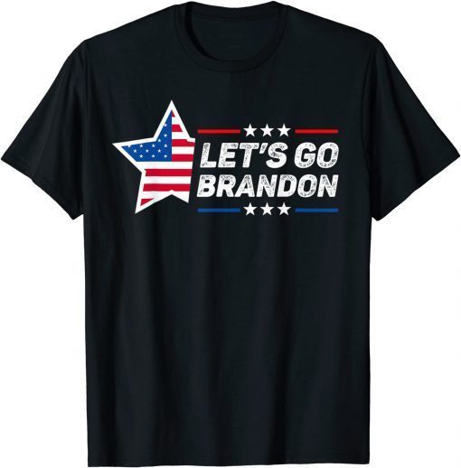 Retro Let's go Brandon Conservative American Flag T-Shirt