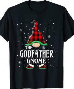 T-Shirt Godfather Gnome Buffalo Plaid Matching Family Christmas