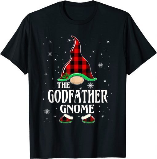 T-Shirt Godfather Gnome Buffalo Plaid Matching Family Christmas