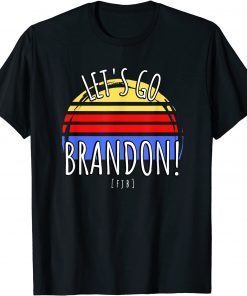 Official Let's Go Brandon Vintage Distressed Yellow Red Blue Sunset T-Shirt