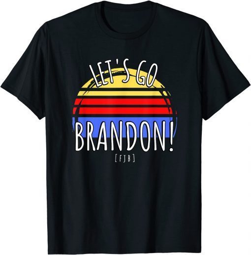 Official Let's Go Brandon Vintage Distressed Yellow Red Blue Sunset T-Shirt