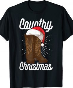 Country Christmas Cowboy Boots Country Music Christmas T-Shirt