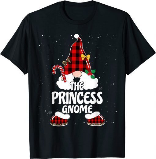 2021 Princess Gnome Buffalo Plaid Matching Family Christmas T-Shirt