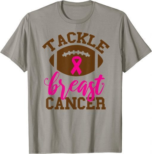 Breast Cancer Awareness Football Ribbon Tackle Breast Cancer Gift Tee Shirt