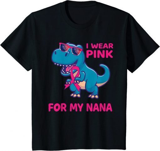 Kids Pink Ribbon T-Rex Grandma Breast Cancer Awareness Toddlers Shirt