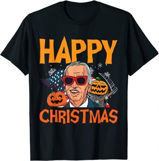 Happy Christmas Funny Anti Joe Biden Gift Tee Shirt
