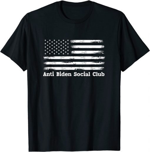 Anti Biden Social Club Distressed US Flag T-Shirt