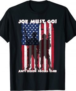 Joe Must Go! Anti Biden Social Club USA Flag Retro Vintage T-Shirt