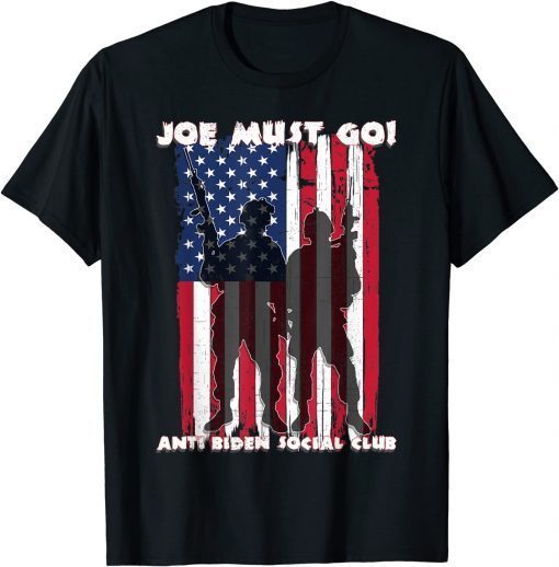 Joe Must Go! Anti Biden Social Club USA Flag Retro Vintage T-Shirt