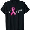 Pink Ribbon Heartbeat Breast Cancer Awareness T-Shirt