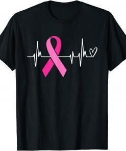 Pink Ribbon Heartbeat Breast Cancer Awareness T-Shirt