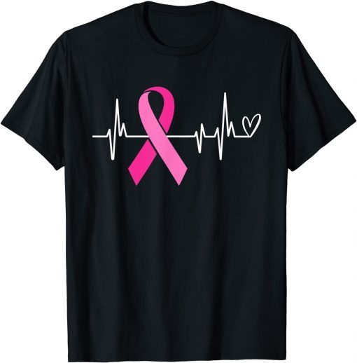 Pink Ribbon Heartbeat Breast Cancer Awareness T-Shirt